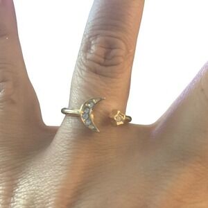 Gold‎ Crescent Moon and Star Ring